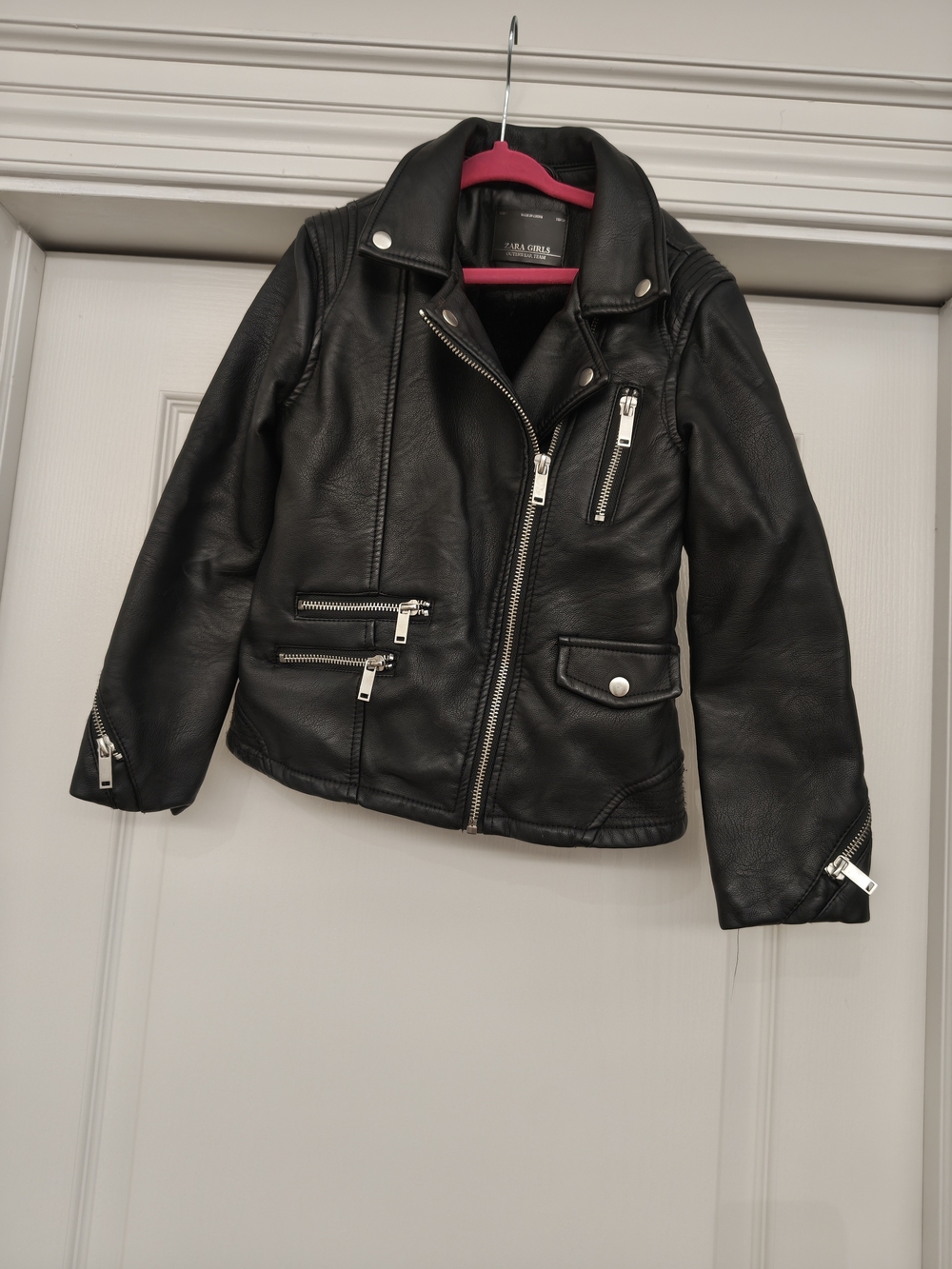 Zara Black Faux Leather Moto Jacket for Kids